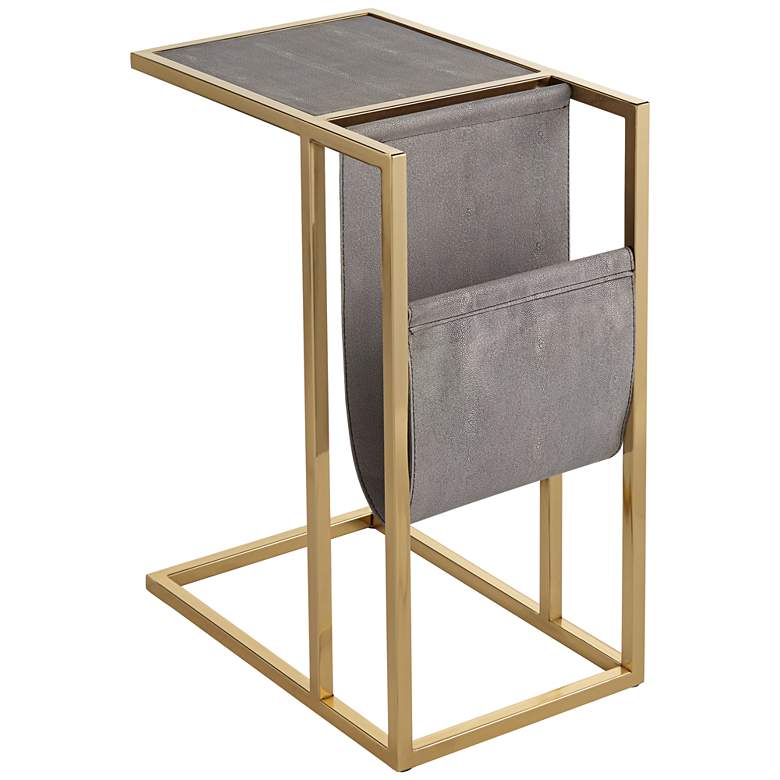 Image 2 Kingsroad 19" Wide Gold and Gray Accent Table with Magazine Holder