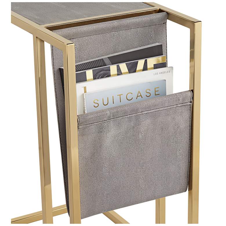 Image 6 Kingsroad 19" Wide Gold and Gray Accent Table with Magazine Holder more views