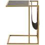 Kingsroad 19" Wide Gold and Gray Accent Table with Magazine Holder