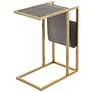 Kingsroad 19" Wide Gold and Gray Accent Table with Magazine Holder