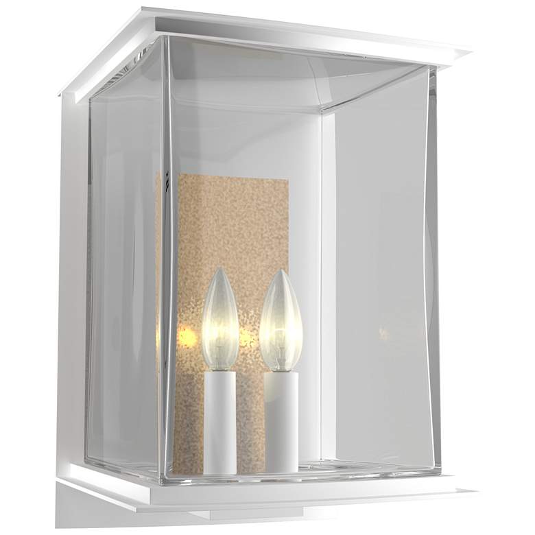 Image 1 Kingston 10 inchH Large Soft Gold Accented Coastal White Outdoor Sconce