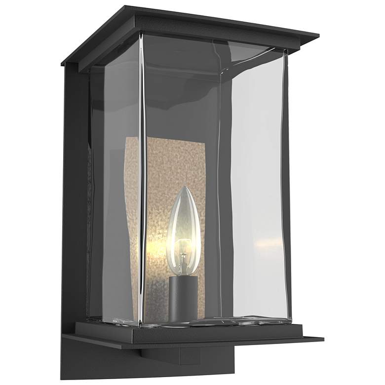 Image 1 Kingston 12.1"H Gold Accented Medium Black Outdoor Sconce w/ Clear Sha