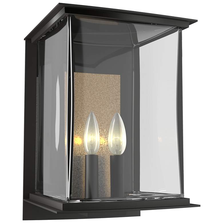 Image 1 Kingston 14.8 inchH Gold Accented Oiled Bronze Outdoor Sconce w/ Clear Sha