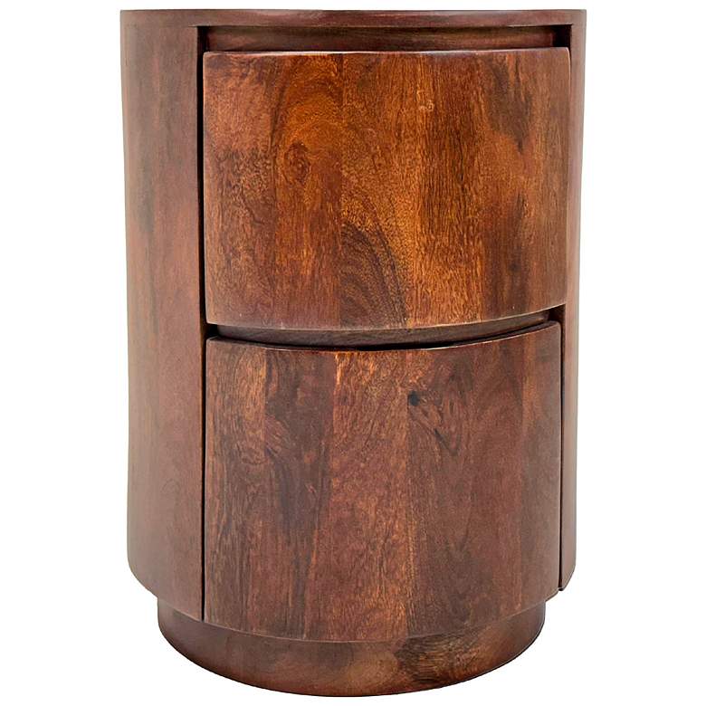 Image 1 Kingston 18" Wide Chestnut 2-Drawer Round Nightstand