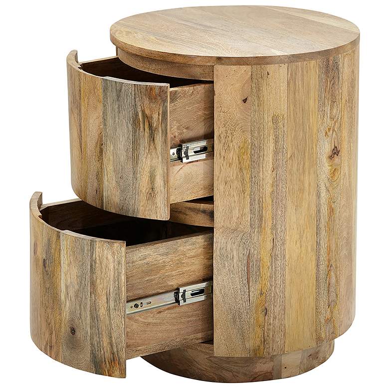 Image 2 Kingston 18" Wide Natural Wood 2-Drawer Round Nightstand