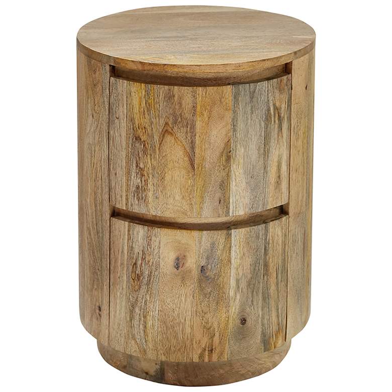 Image 3 Kingston 18" Wide Natural Wood 2-Drawer Round Nightstand more views