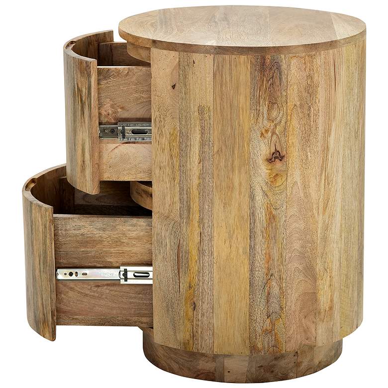 Image 4 Kingston 18" Wide Natural Wood 2-Drawer Round Nightstand more views