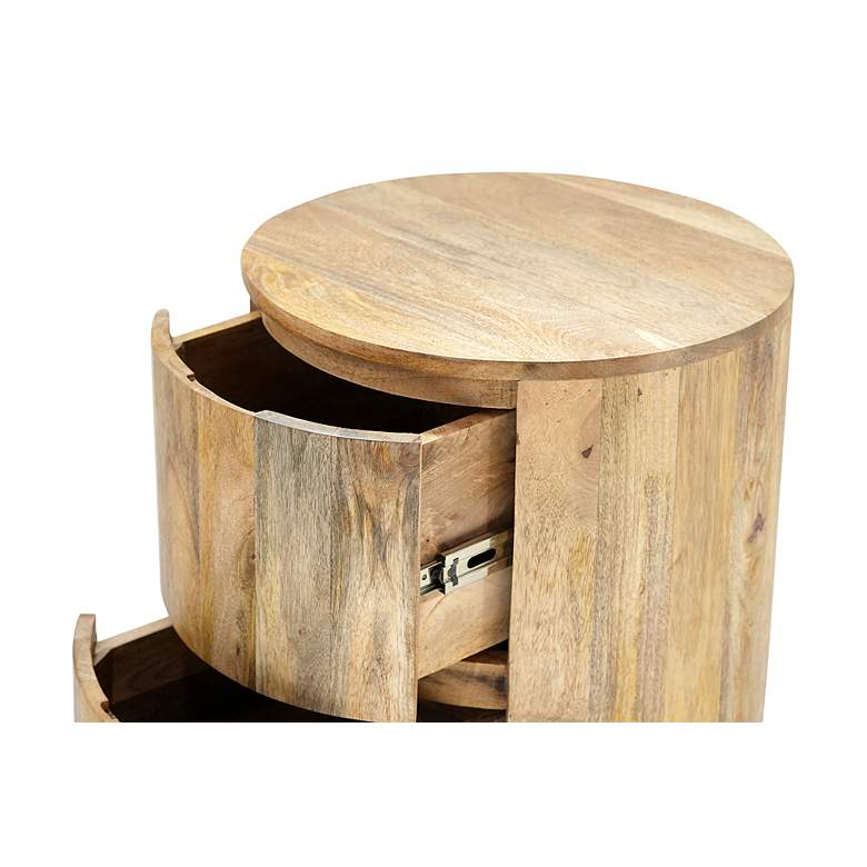 Image 5 Kingston 18" Wide Natural Wood 2-Drawer Round Nightstand more views