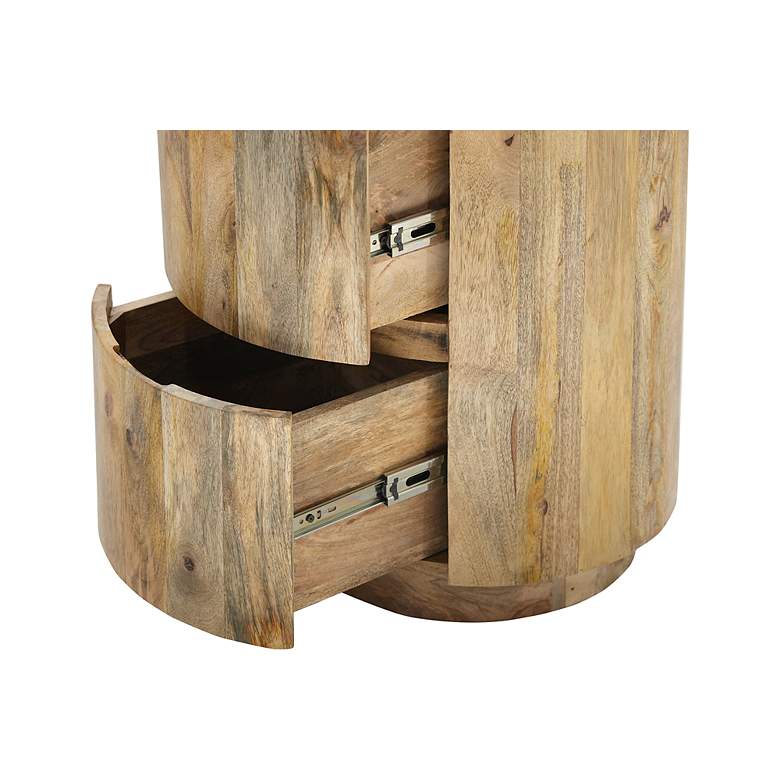 Image 6 Kingston 18" Wide Natural Wood 2-Drawer Round Nightstand more views