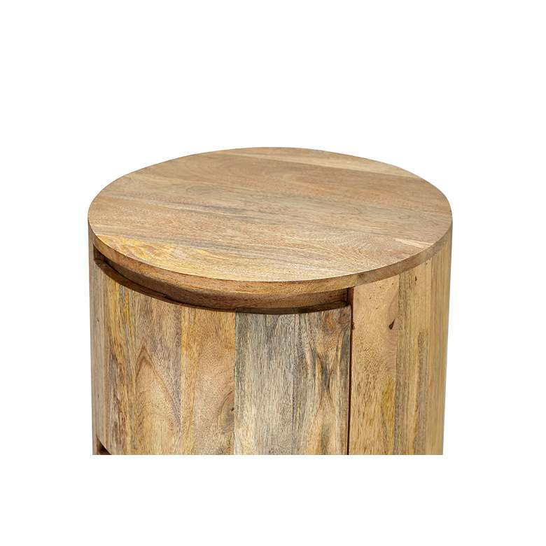 Image 7 Kingston 18" Wide Natural Wood 2-Drawer Round Nightstand more views