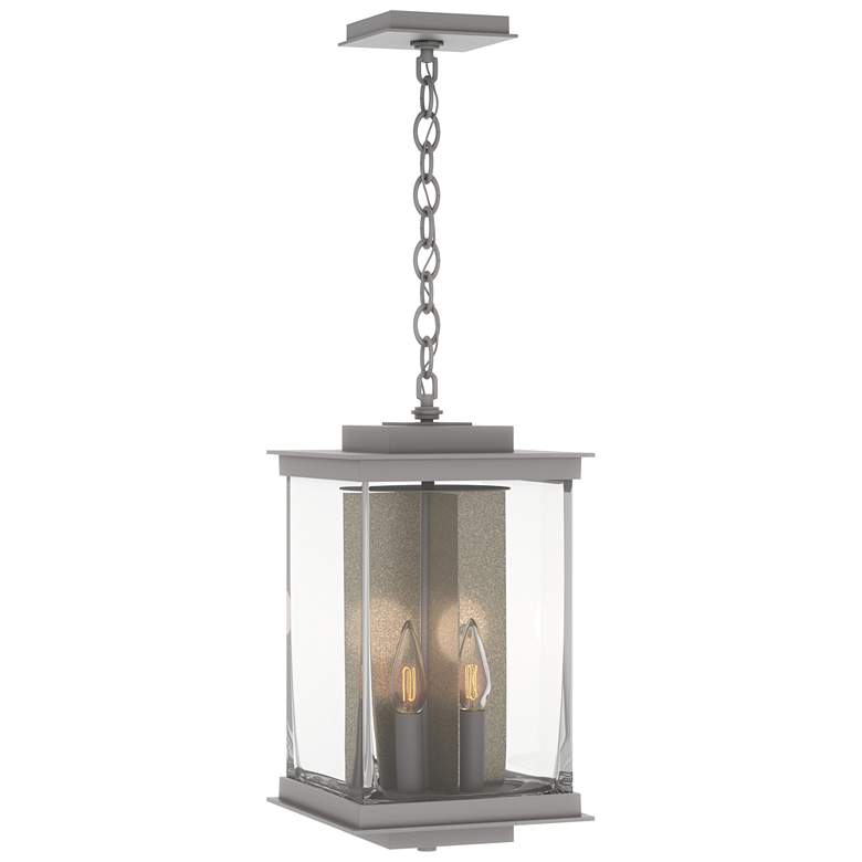 Image 1 Kingston 18"H Gold Accented Burnished Steel Outdoor Lantern w/ Clear S