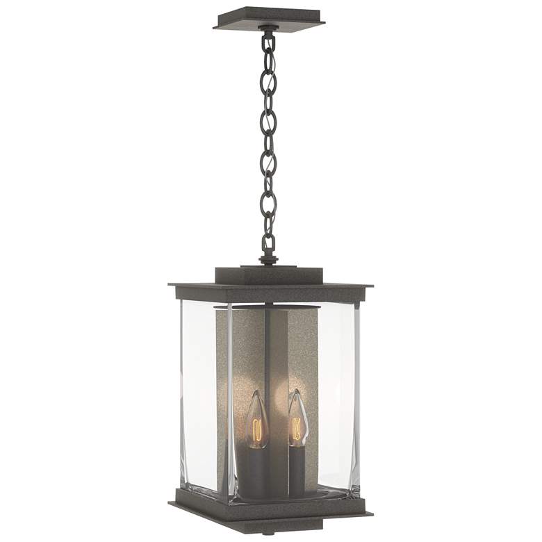 Image 1 Kingston 18 inchH Gold Accented Natural Iron Outdoor Lantern w/ Clear Shad