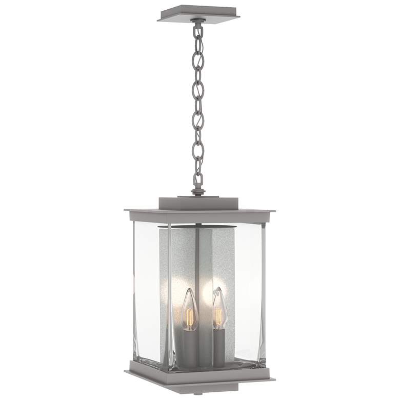 Image 1 Kingston 18"H Platinum Accented Steel Outdoor Lantern w/ Clear Shade