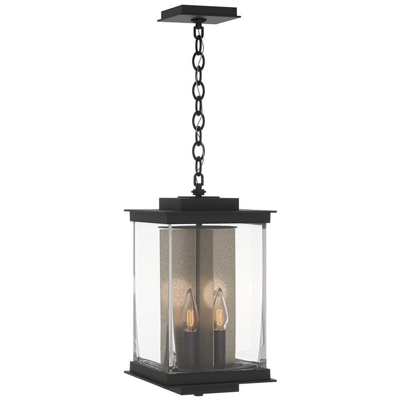 Image 1 Kingston 18 inchH Soft Gold Accented Black Outdoor Lantern w/ Clear Shade