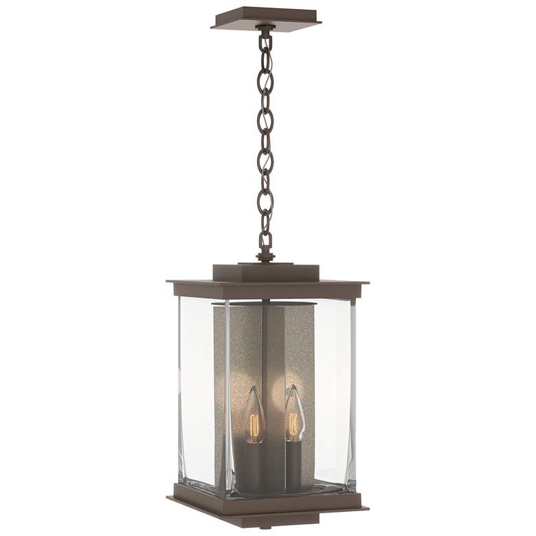 Image 1 Kingston 18 inchH Soft Gold Accented Bronze Outdoor Lantern w/ Clear Shade