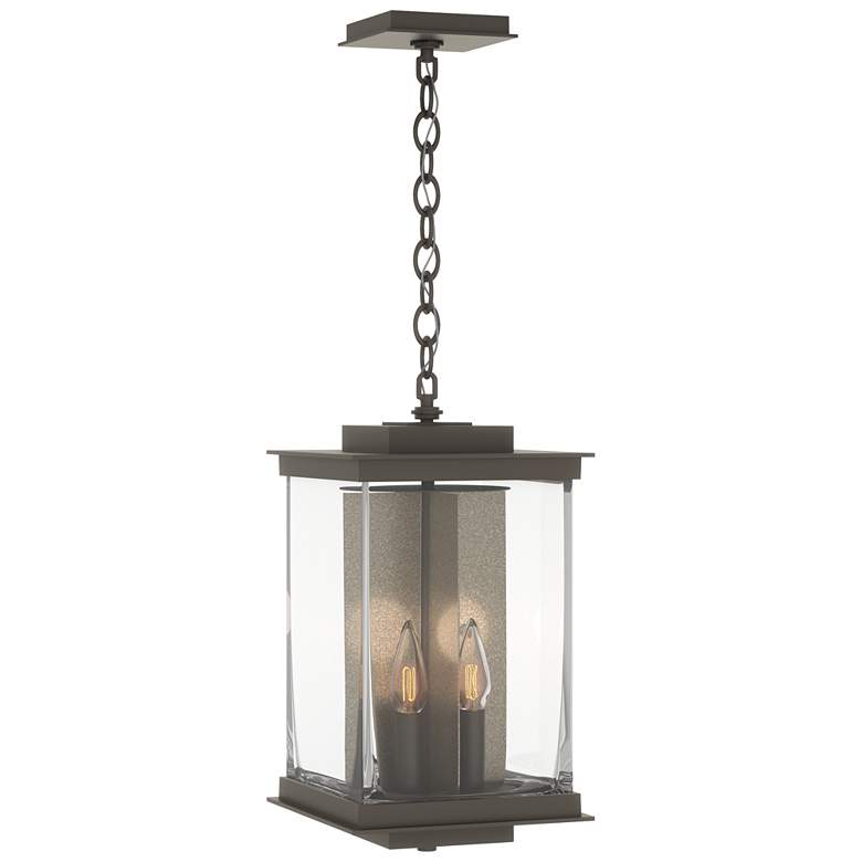 Image 1 Kingston 18"H Soft Gold Accented Dark Smoke Outdoor Lantern w/ Clear S