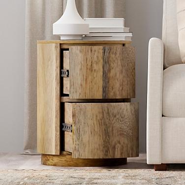 Kingston 18" Wide Natural Wood 2-Drawer Round Nightstand