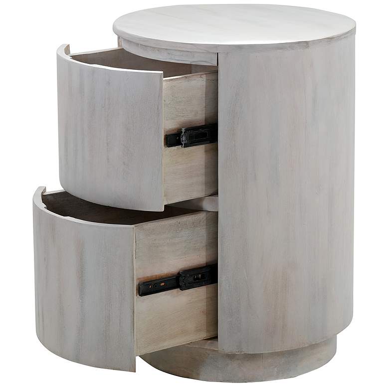 Image 1 Kingston 2-Drawer 18" Round Whitewash Nightstand