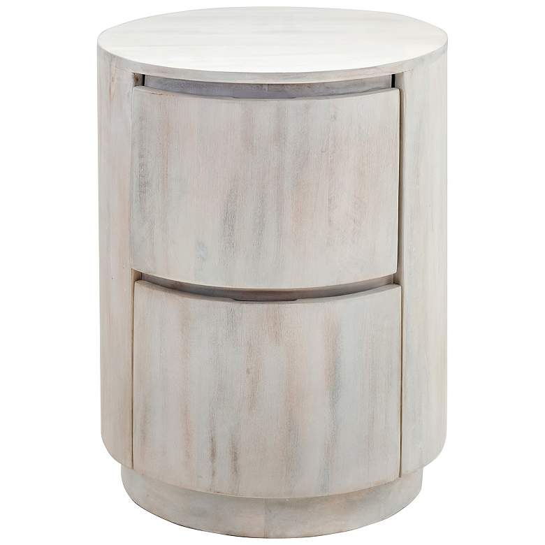 Image 2 Kingston 2-Drawer 18" Round Whitewash Nightstand more views