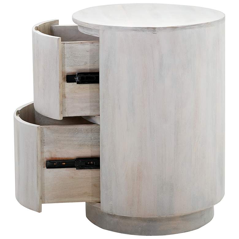 Image 3 Kingston 2-Drawer 18" Round Whitewash Nightstand more views
