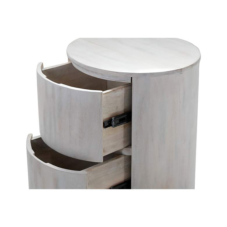 Image 4 Kingston 2-Drawer 18" Round Whitewash Nightstand more views