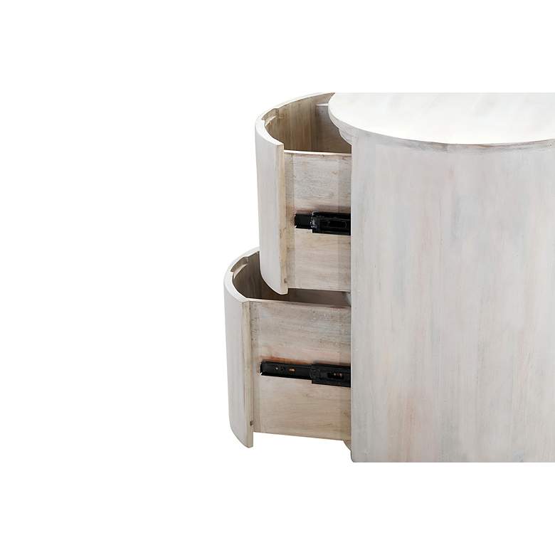 Image 5 Kingston 2-Drawer 18" Round Whitewash Nightstand more views
