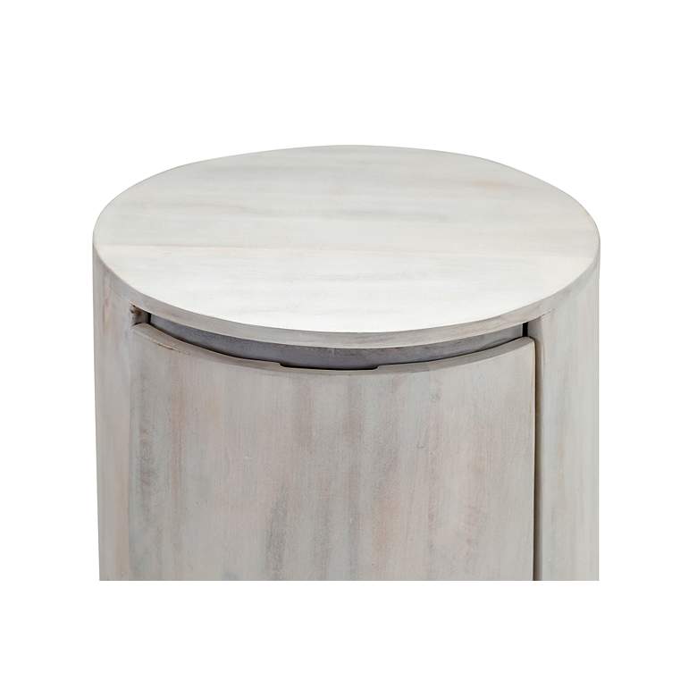 Image 6 Kingston 2-Drawer 18" Round Whitewash Nightstand more views