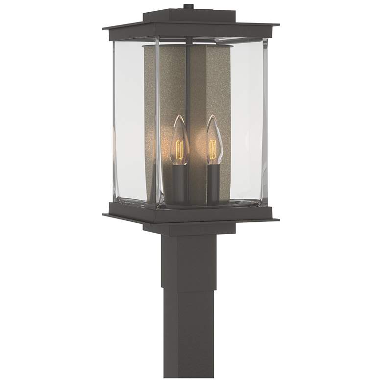 Image 1 Kingston 20.1 inchH Gold Accent Oiled Bronze Outdoor Post Light w/ Clear S