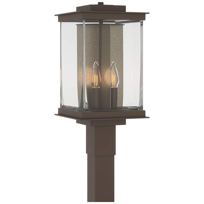 Image 1 Kingston 20.1 inchH Gold Accented Bronze Outdoor Post Light w/ Clear Shade