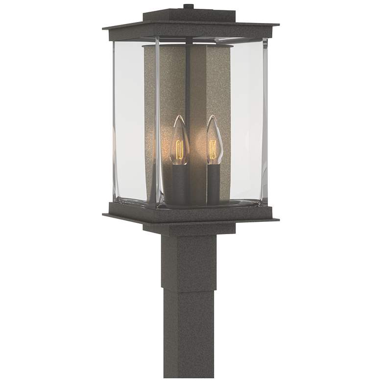Image 1 Kingston 20.1"H Gold Accented Iron Outdoor Post Light w/ Clear Shade