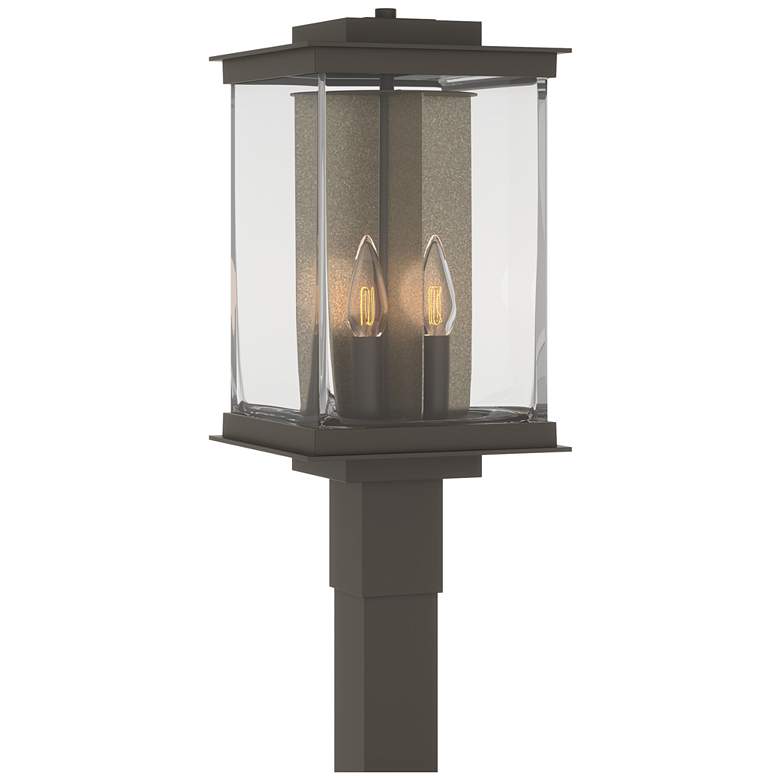Image 1 Kingston 20.1"H Gold Accented Smoke Outdoor Post Light w/ Clear Shade