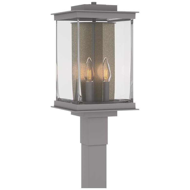 Image 1 Kingston 20.1"H Gold Accented Steel Outdoor Post Light w/ Clear Shade