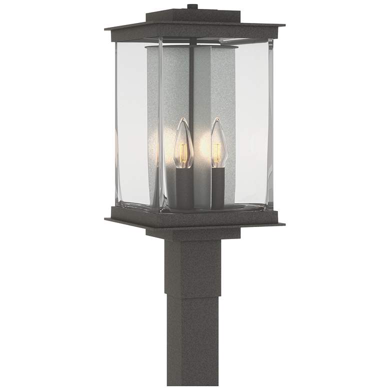 Image 1 Kingston 20.1 inchH Translucent Accented Iron Outdoor Post Light w/ Clear 