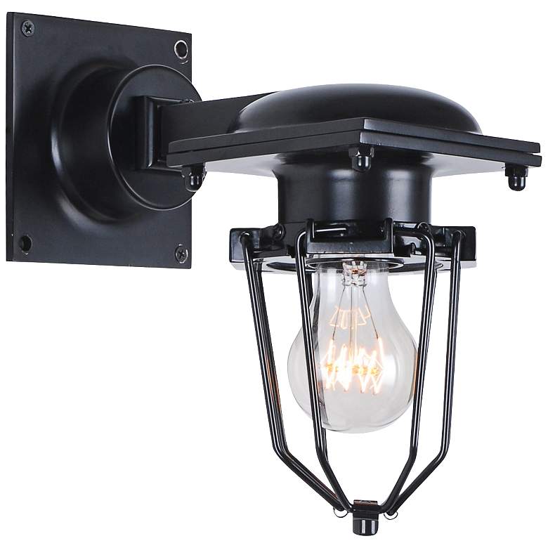Image 1 Kingston 9 1/2 inch High Open Cage Black Wall Sconce