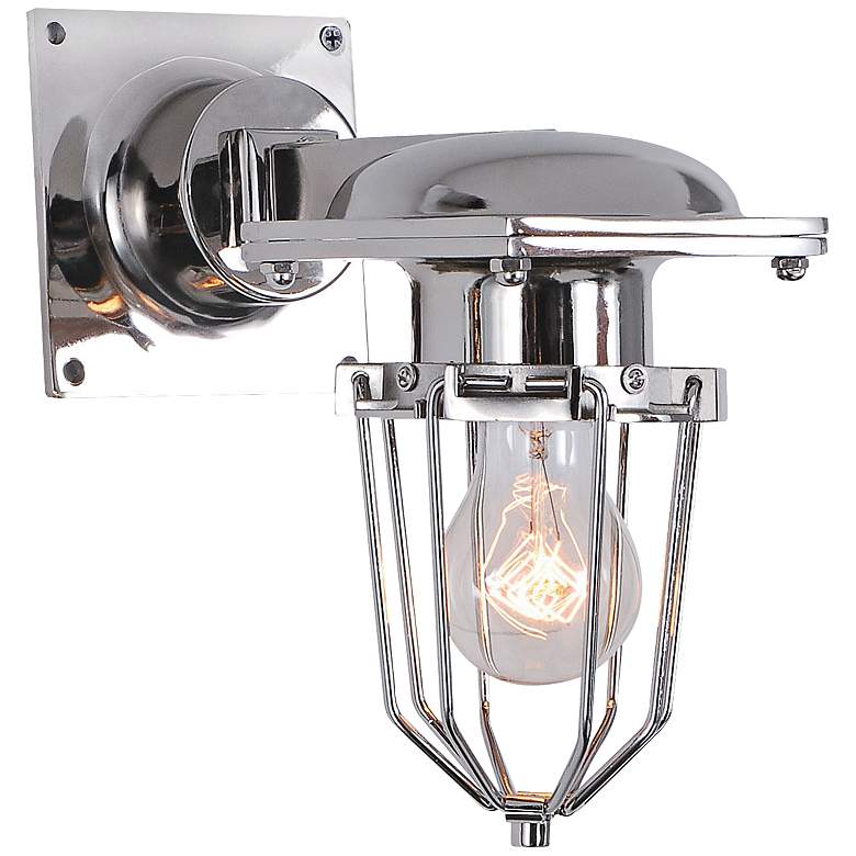 Image 1 Kingston 9 1/2 inch High Open Cage Chrome Wall Sconce