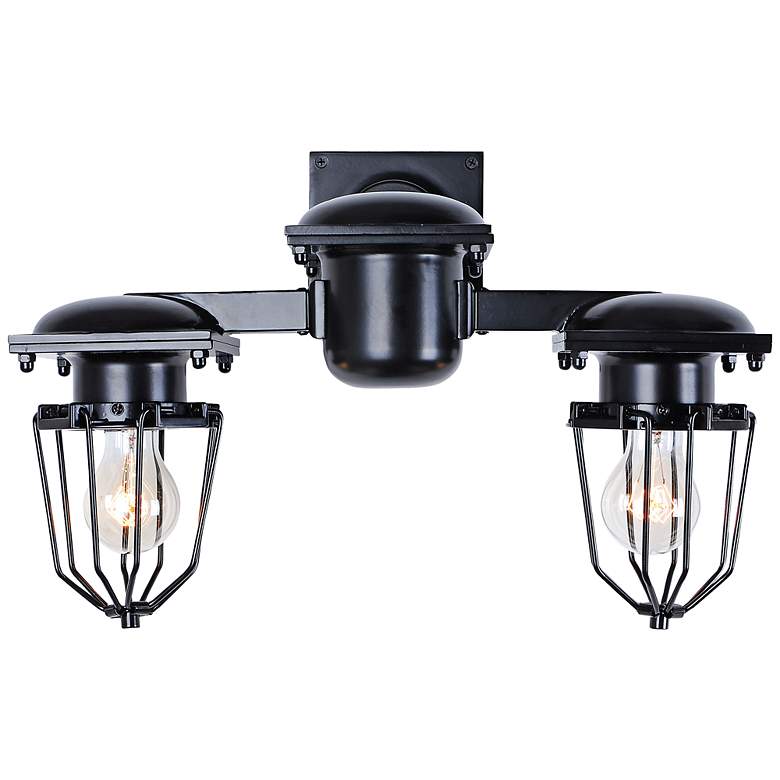 Image 1 Kingston 9 inch High Open Cage Black 2-Light Wall Sconce