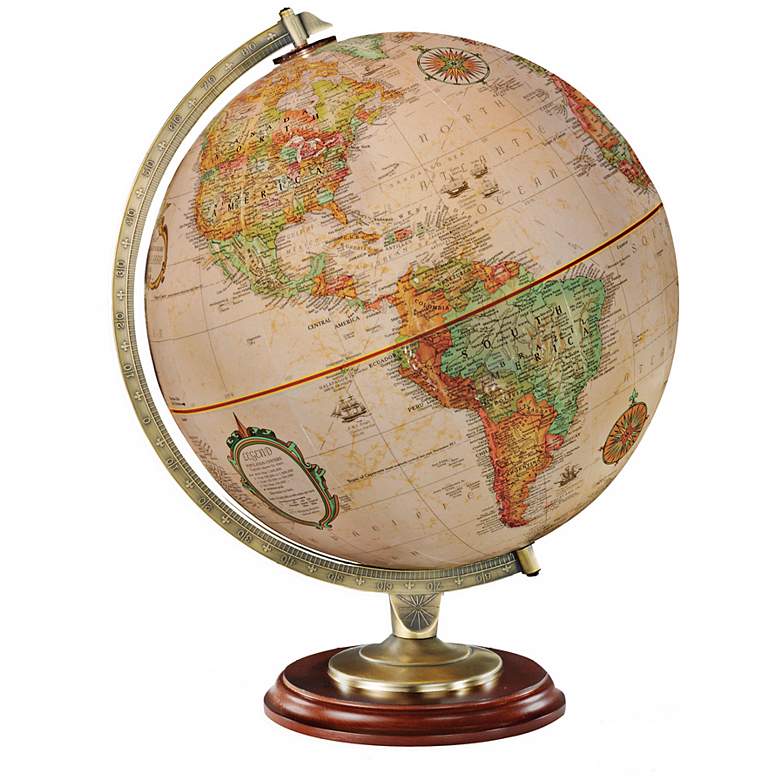 Image 1 Kingston Antique Map Walnut Desk Globe