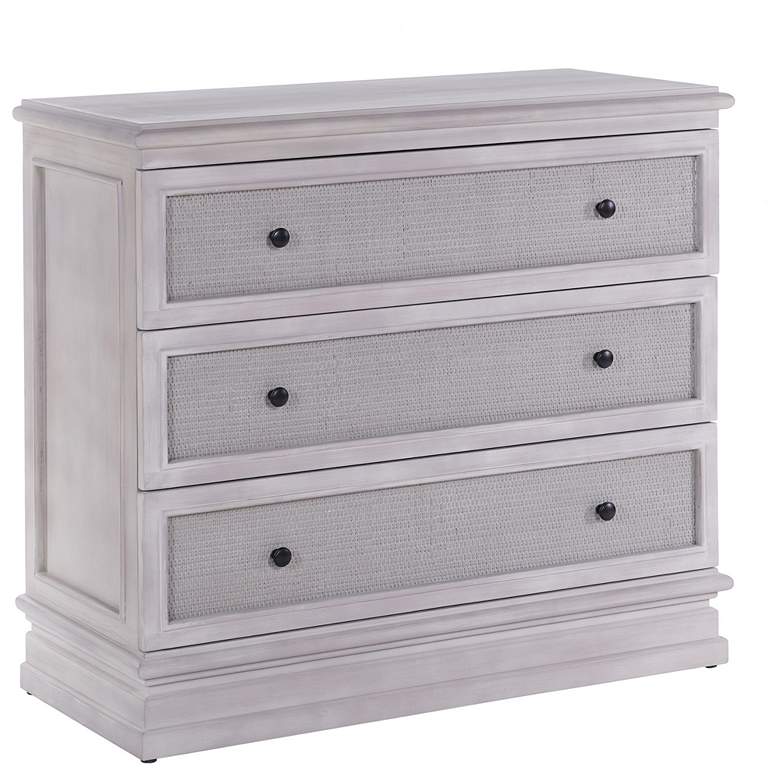 Image 1 Kingston Ivory Gray Three Drawer Woven Cane Chest