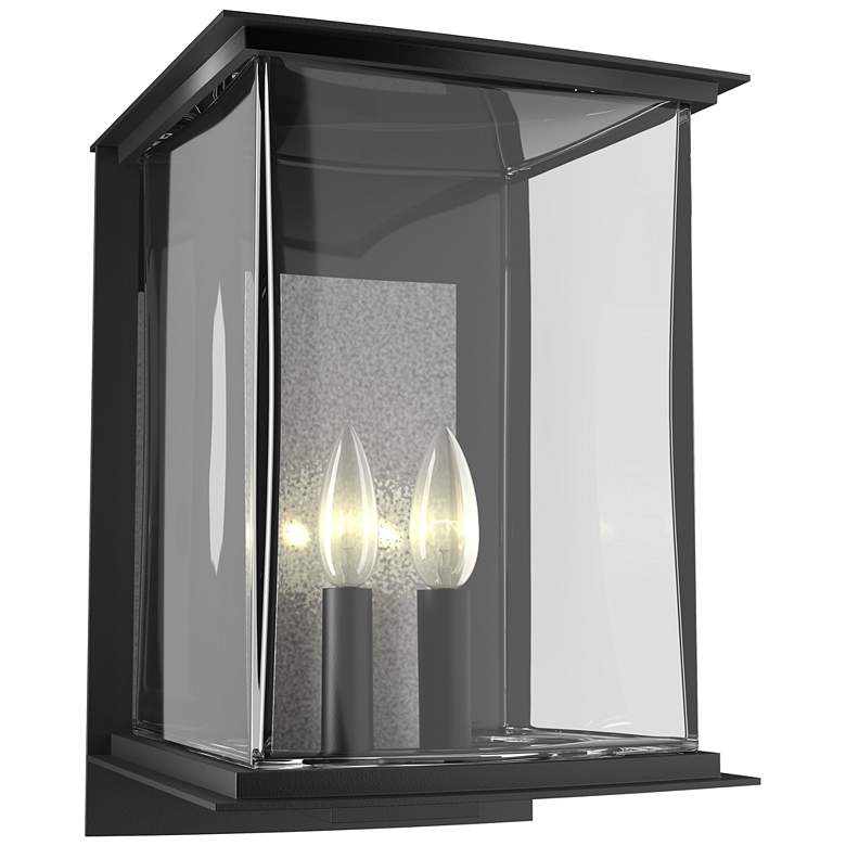 Image 1 Kingston Outdoor Large Sconce - Black - Platinum Accents - Clear Glass