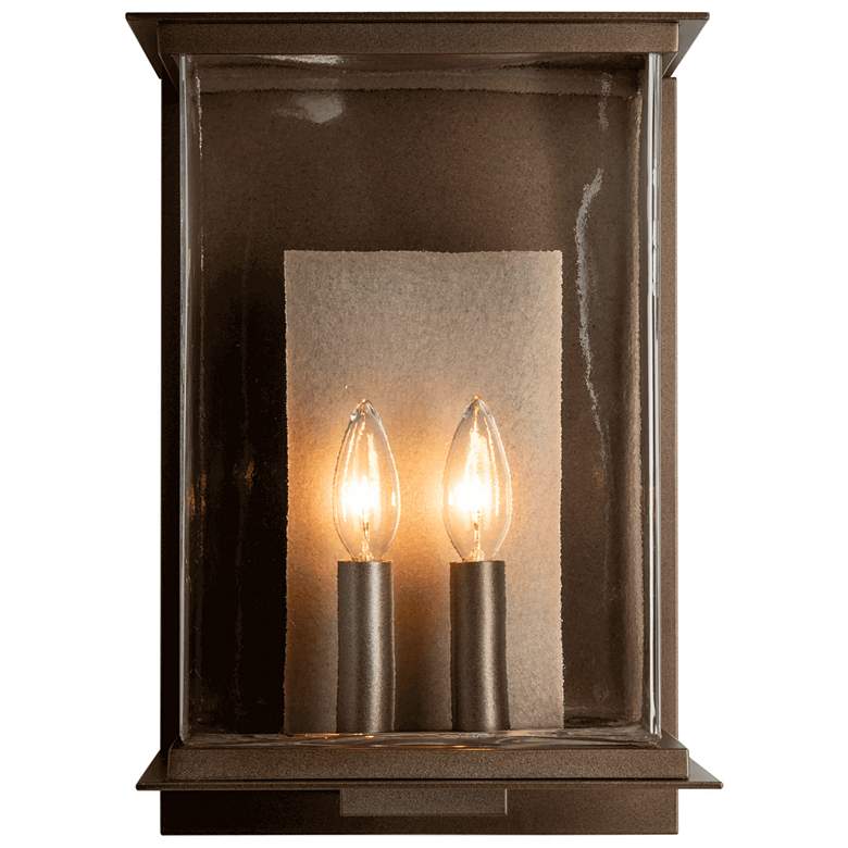 Image 1 Kingston Outdoor Large Sconce - Bronze Finish - Gold Accents - Clear Glass