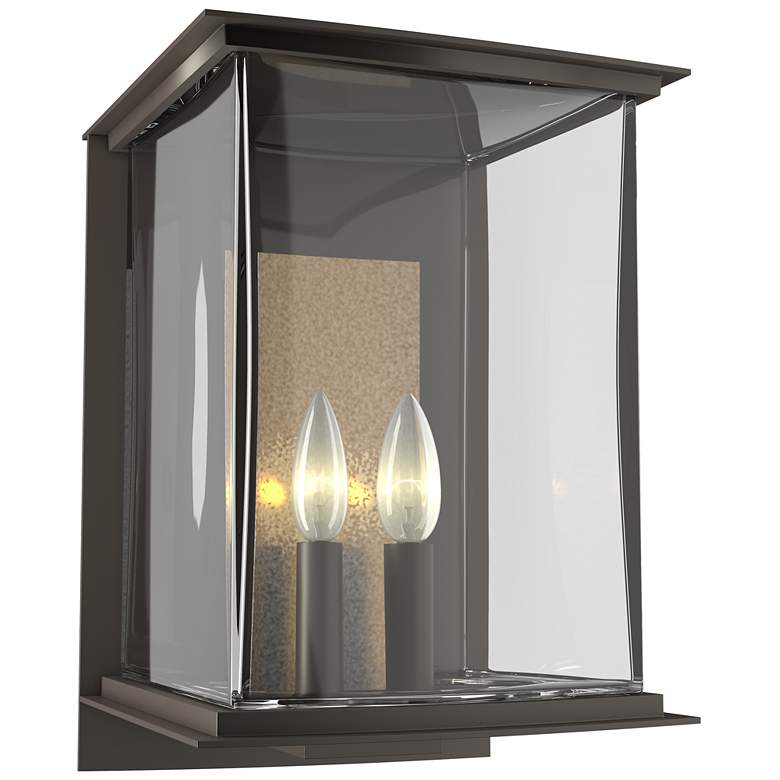 Image 1 Kingston Outdoor Large Sconce - Smoke Finish - Gold Accents - Clear Glass