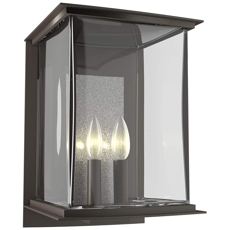 Image 1 Kingston Outdoor Large Sconce - Smoke - Platinum Accents - Clear Glass