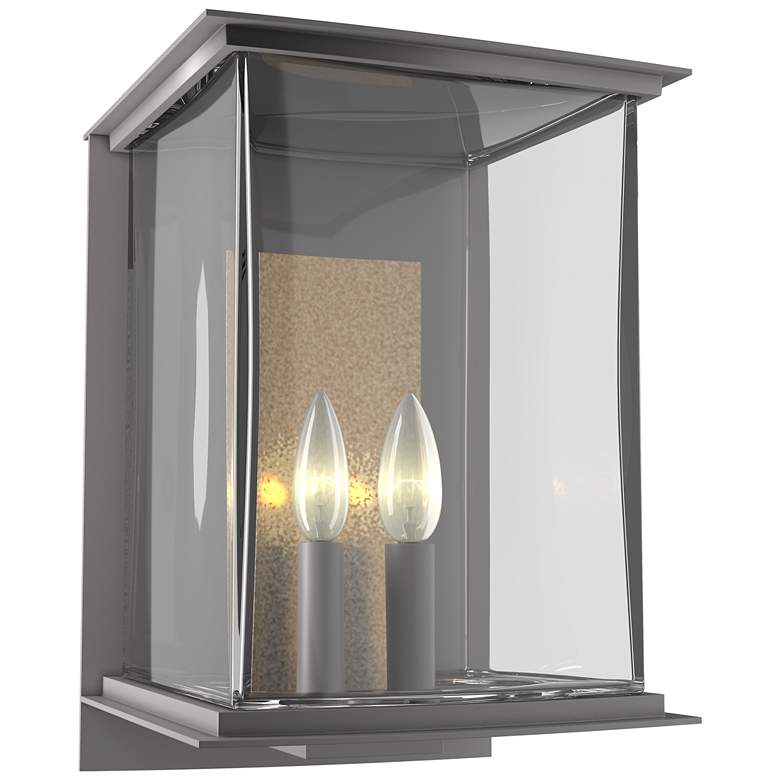 Image 1 Kingston Outdoor Large Sconce - Steel Finish - Gold Accents - Clear Glass