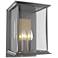 Kingston Outdoor Large Sconce - Steel Finish - Gold Accents - Clear Glass