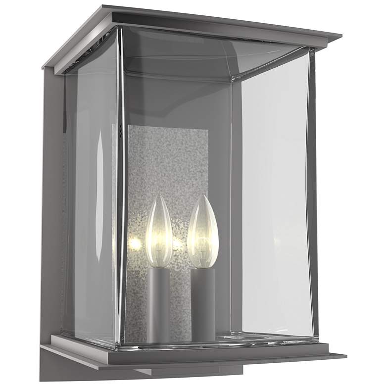 Image 1 Kingston Outdoor Large Sconce - Steel - Platinum Accents - Clear Glass