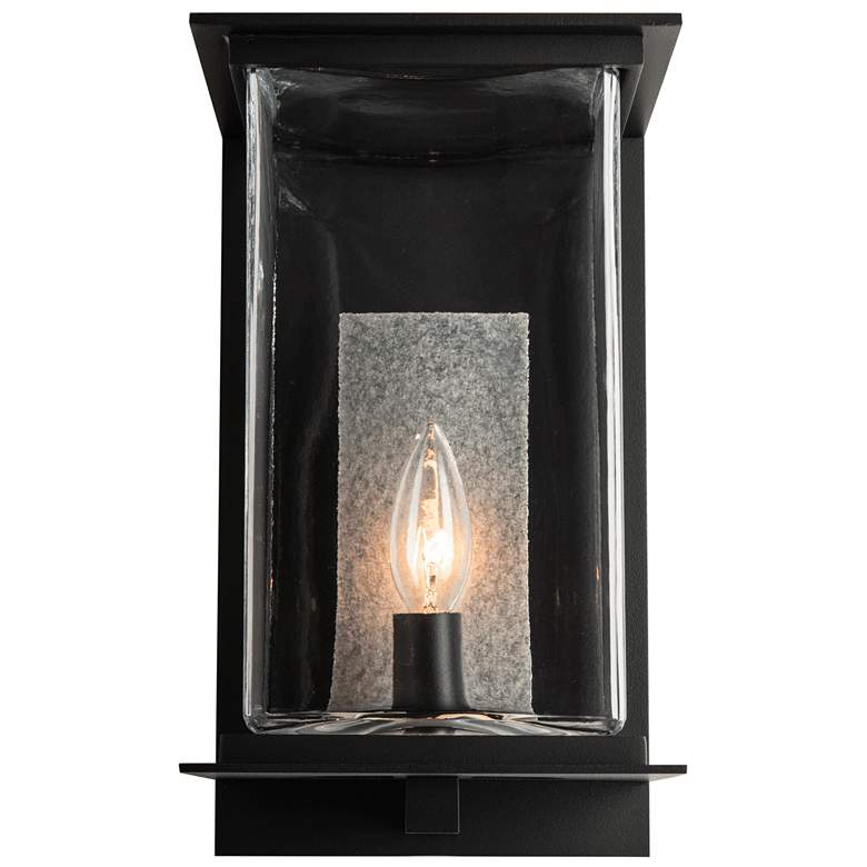 Image 1 Kingston Outdoor Medium Sconce - Black - Platinum Accents - Clear Glass
