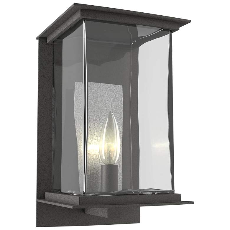 Image 1 Kingston Outdoor Medium Sconce - Iron - Platinum Accents - Clear Glass