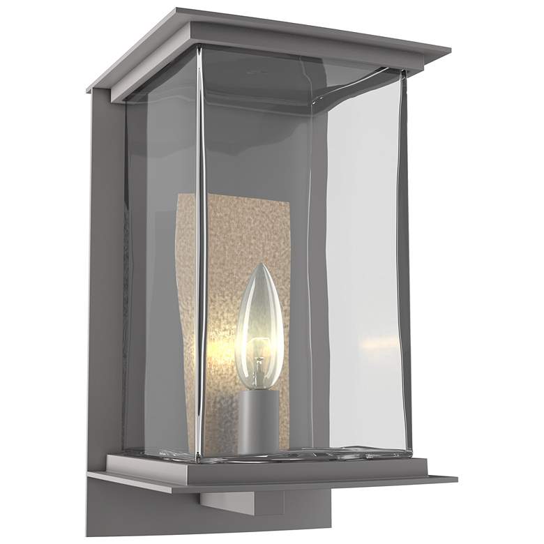 Image 1 Kingston Outdoor Medium Sconce - Steel Finish - Gold Accents - Clear Glass