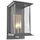 Kingston Outdoor Medium Sconce - Steel Finish - Gold Accents - Clear Glass