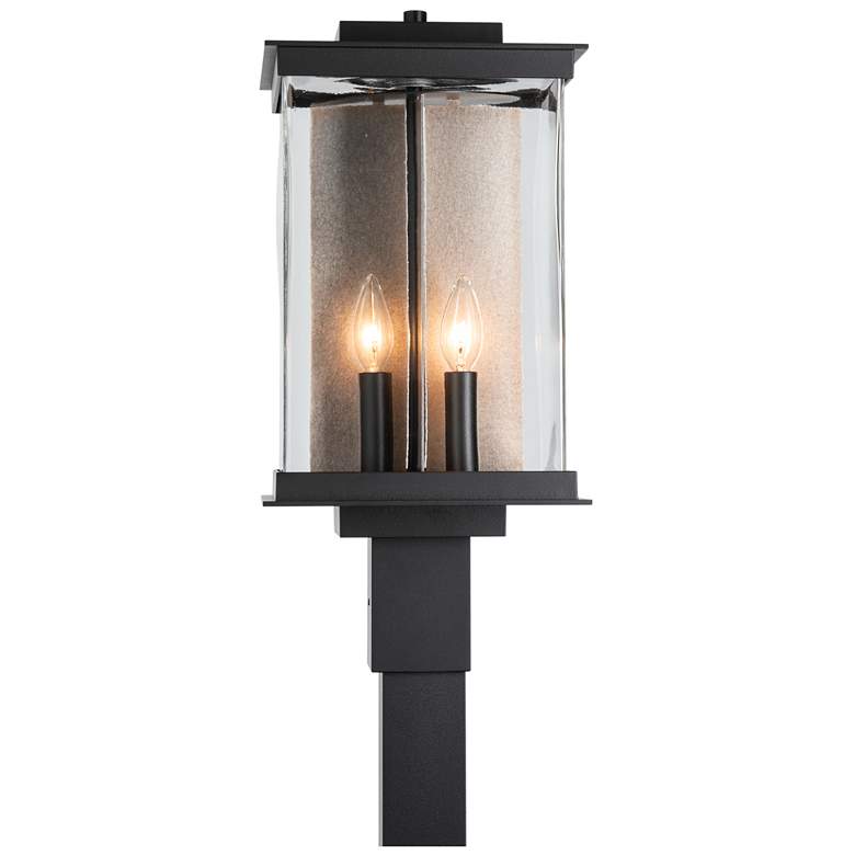 Image 1 Kingston Outdoor Post Light - Black Finish - Gold Accents - Clear Glass